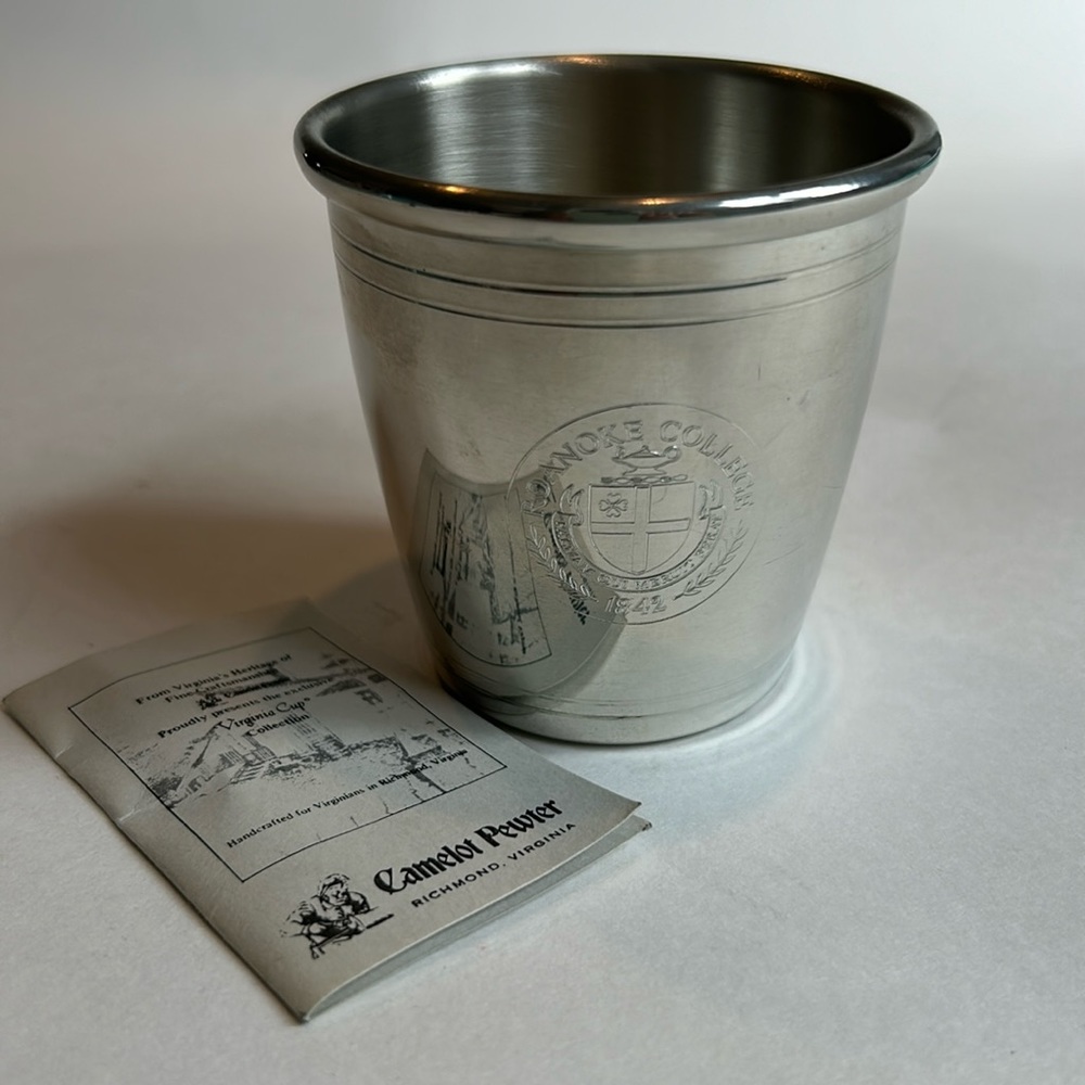 Pewter “Virginia Cup” from Roanoke College 50th Reunion. Camelot Pewter brand.